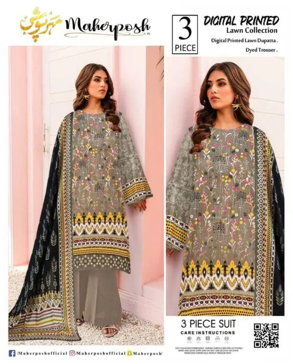 3 Pcs Women's Unstitched Lawn Printed Suit – Fresh & Trendy Summer Wear