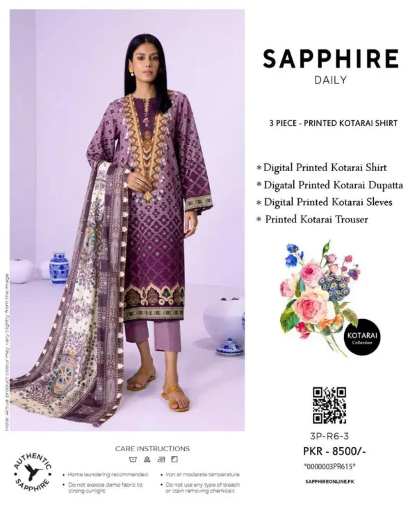 3 Pcs Women's Unstitched Courtrai Printed Suit – Stylish Comfort for Summer