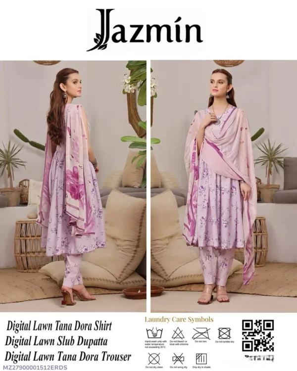 3 Pcs Women's Unstitched Printed Suit