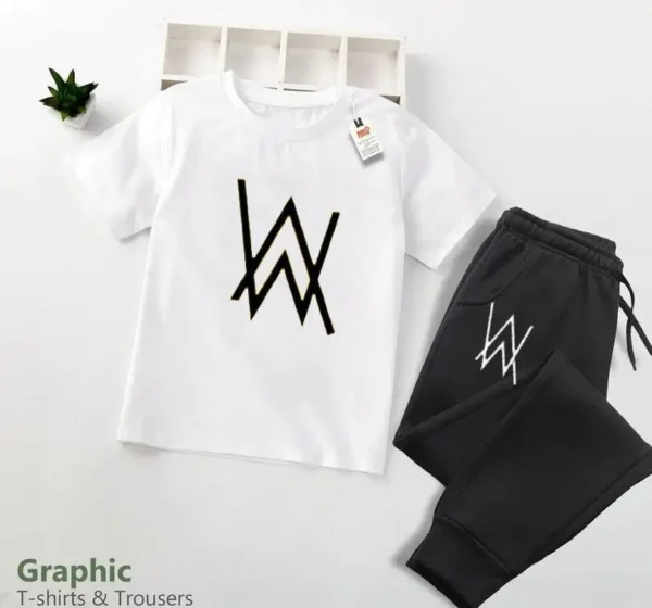 Stylish Boy's Shirt And Trouser Set - 2 Pcs, Cotton Jersey, Printed Designs