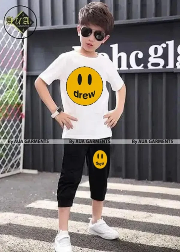 Stylish Boy's Shirt And Trouser Set - 2 Pcs, Cotton Jersey, Printed Designs