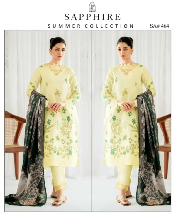 3 Pcs Women's Unstitched Embroidered Lawn Suit – Summer Collection
