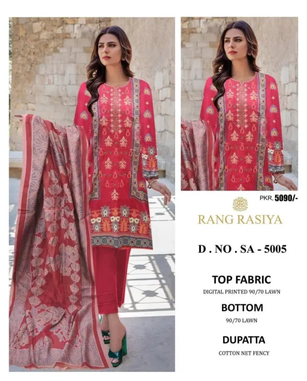 3 Pcs Women's Unstitched Lawn Embroidered Suit – Elegant & Premium Summer Wear