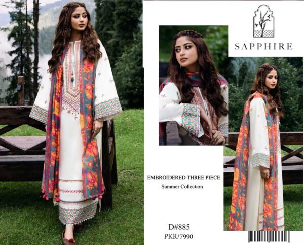 🔥 Most Demanding – Sapphire Lawn Suit with Digital Diamond Dupatta 🔥